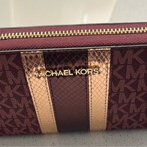 Michael Kors Burgundy and Gold Wallet